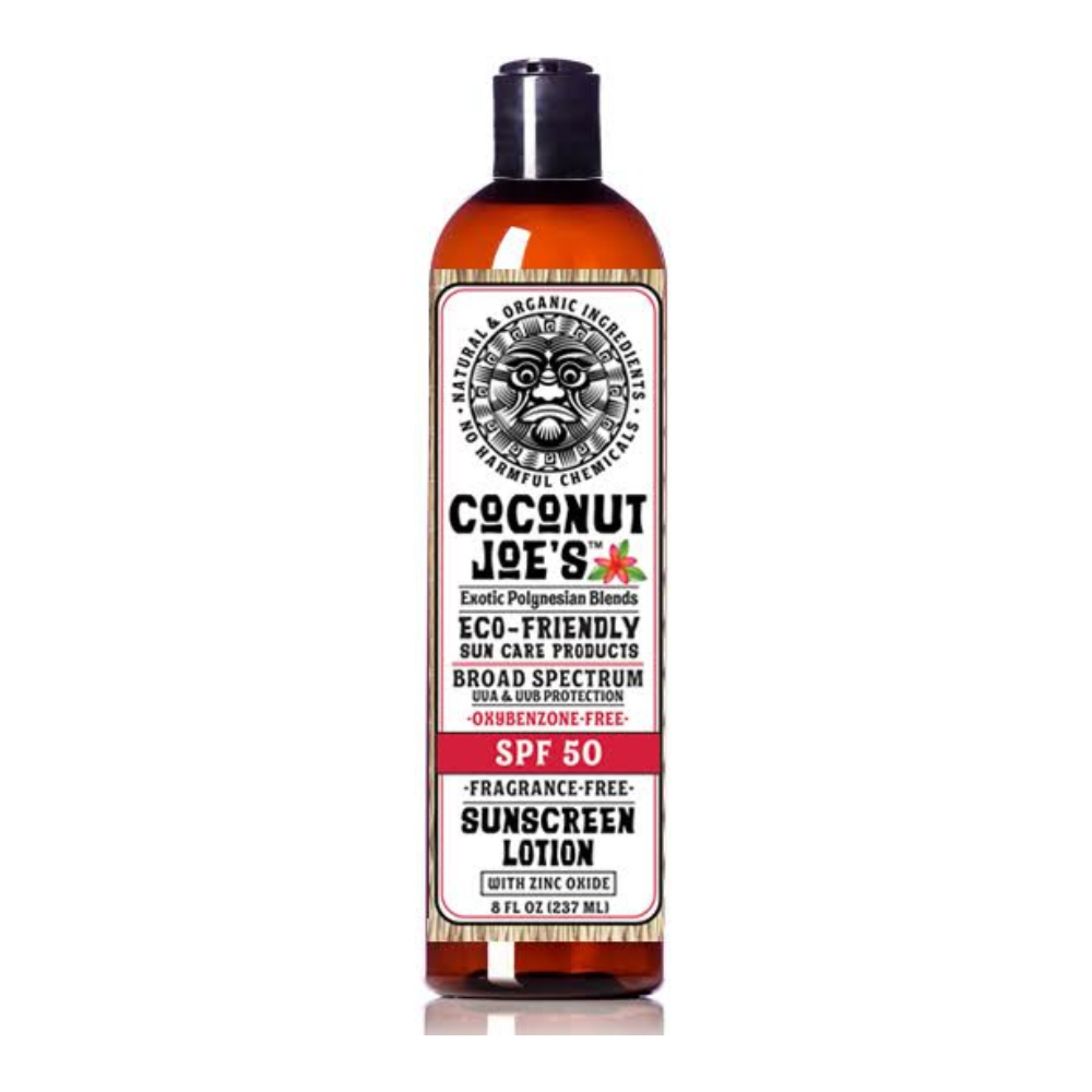 Coconut Joe’s SPF 50 Mineral Sunscreen – Unscented, Reef Safe, 8oz