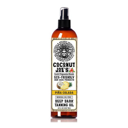 8oz Bottle of Pina Colada Dark Tanning Oil with tropical coconut pineapple scent, and moisturizing all-natural  ingredients