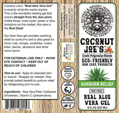 Coconut Joe's Real Aloe Vera Gel, 8oz.